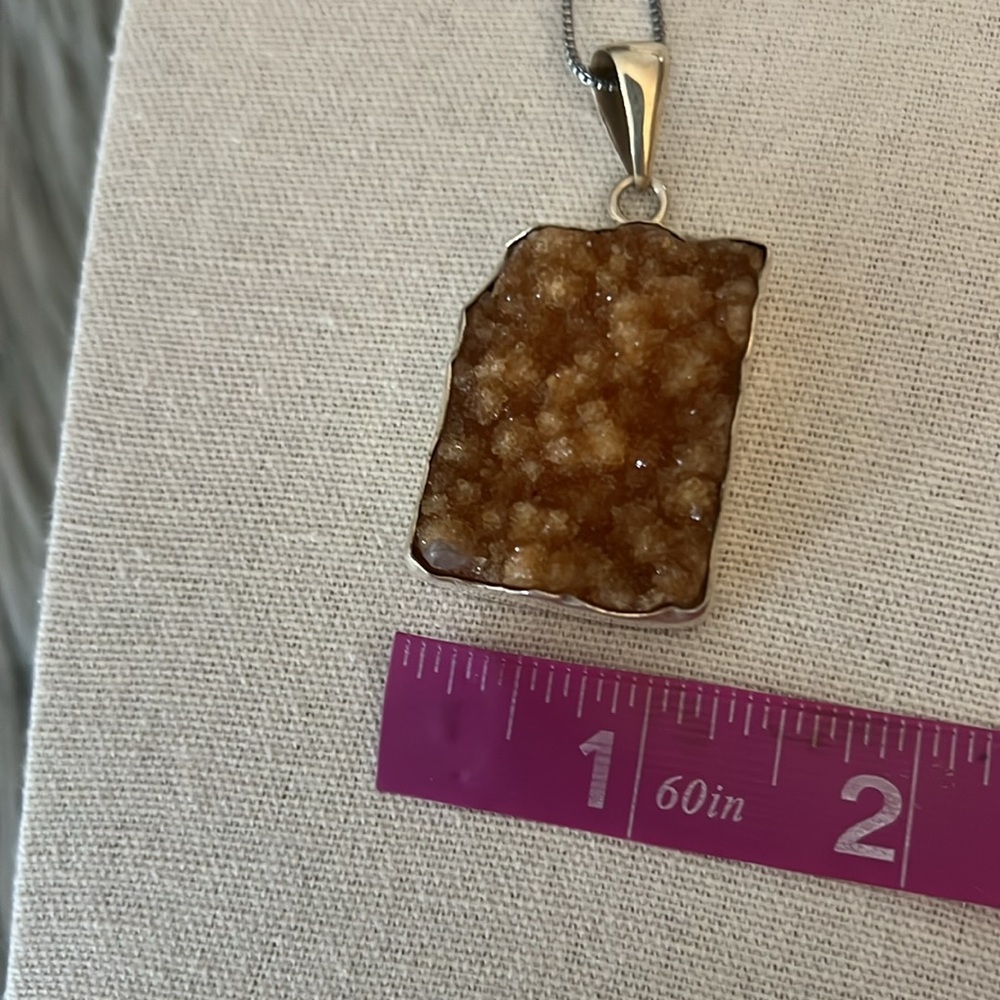 Citrine Druzy and Sterling Silver Pendant - Picture 8 of 11